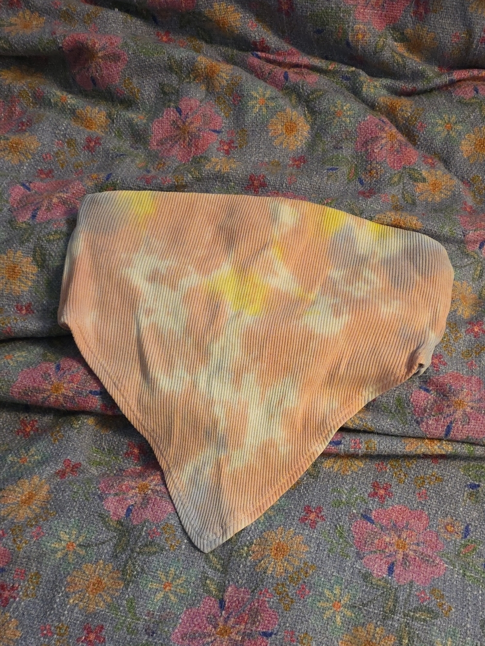 Tilly's Tie-Dye Ribbed Peach & Yellow Crop Top